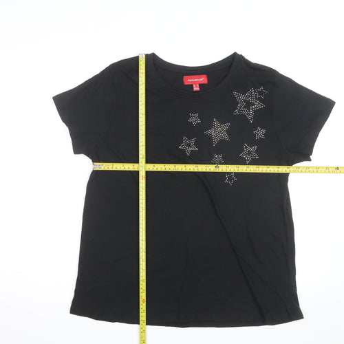 Paramour Women's Black Cotton Star Beaded Short Sleeve T-Shirt Size 14