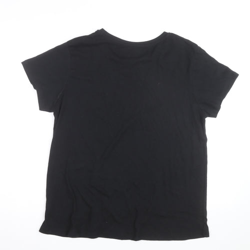 Paramour Women's Black Cotton Star Beaded Short Sleeve T-Shirt Size 14