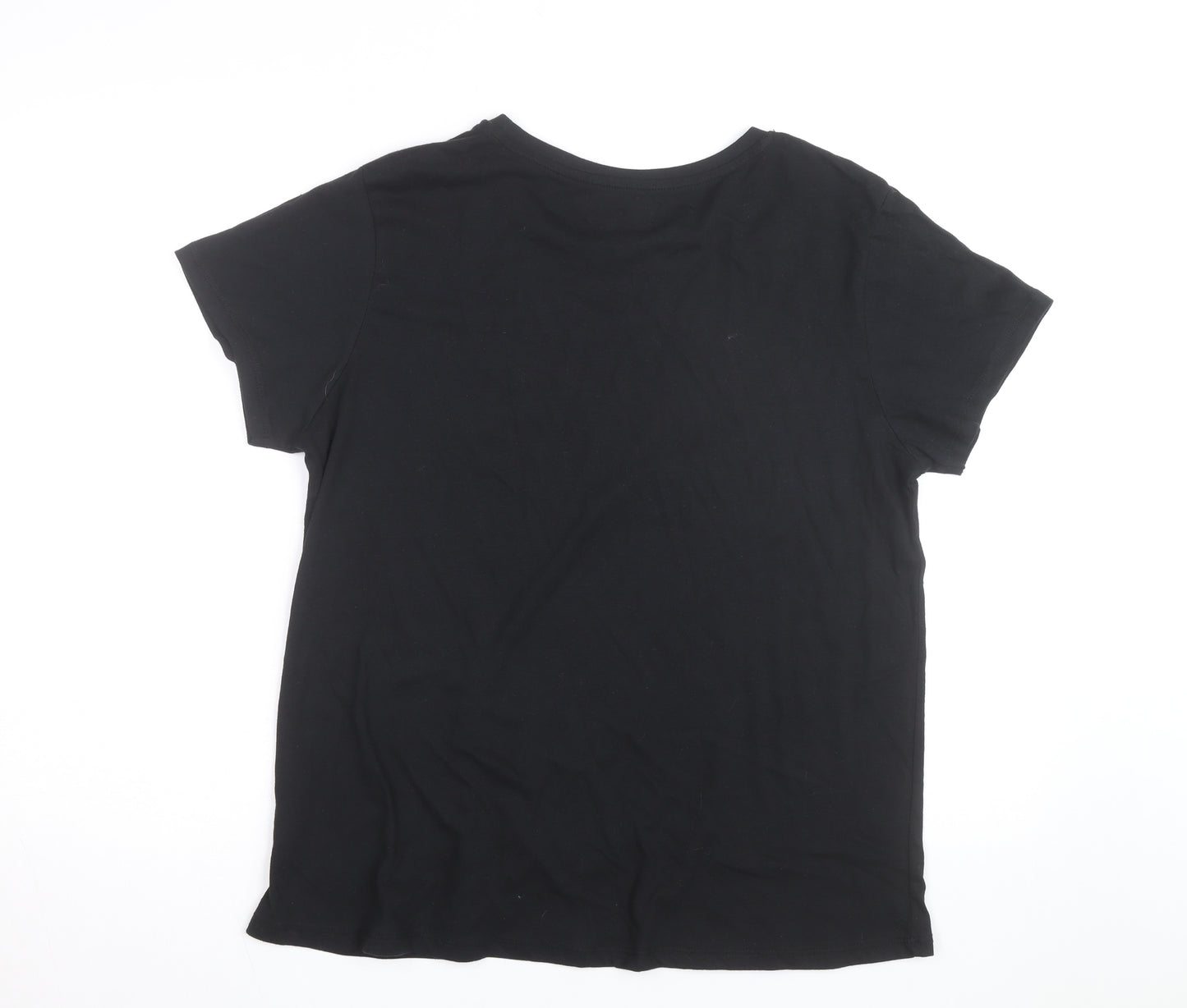 Paramour Women's Black Cotton Star Beaded Short Sleeve T-Shirt Size 14