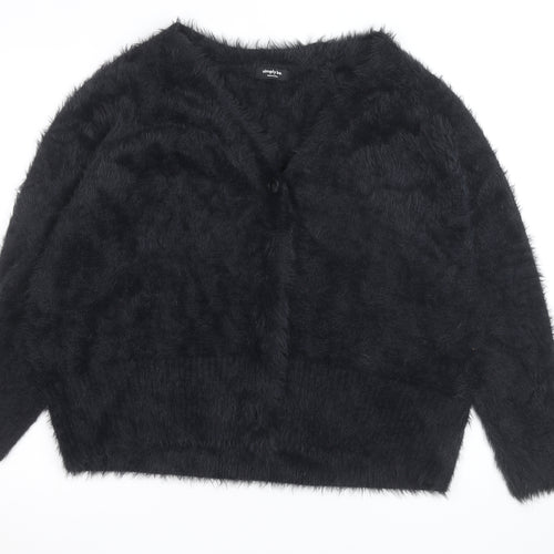 Simply Be Women’s Black Fuzzy V-Neck Long Sleeve Cardigan Size 20