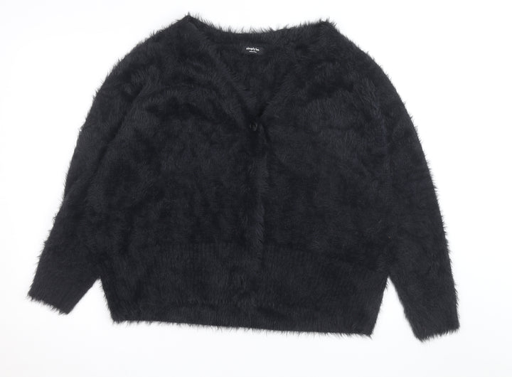 Simply Be Women’s Black Fuzzy V-Neck Long Sleeve Cardigan Size 20