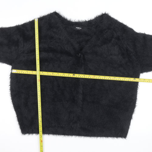 Simply Be Women’s Black Fuzzy V-Neck Long Sleeve Cardigan Size 20