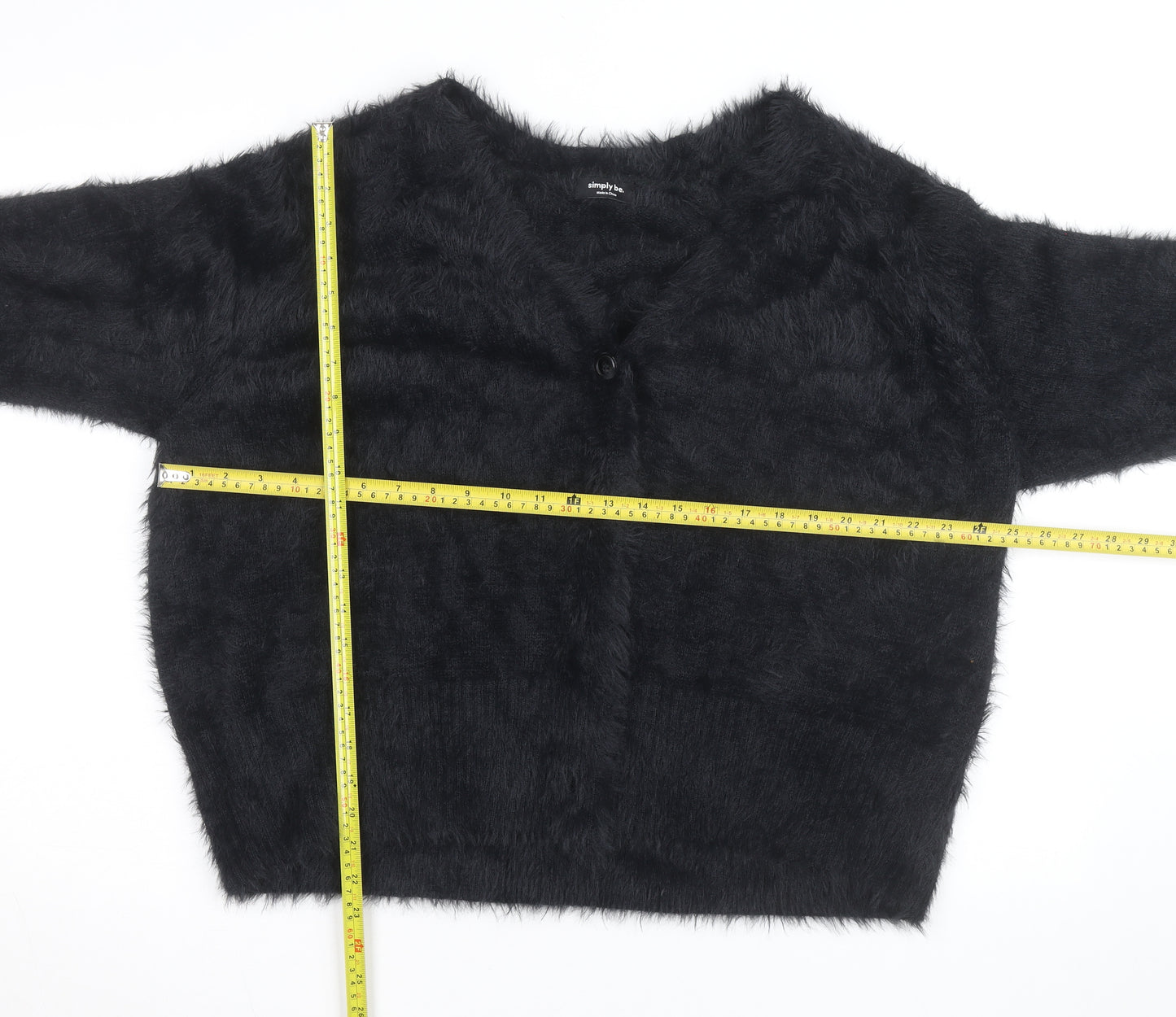 Simply Be Women’s Black Fuzzy V-Neck Long Sleeve Cardigan Size 20