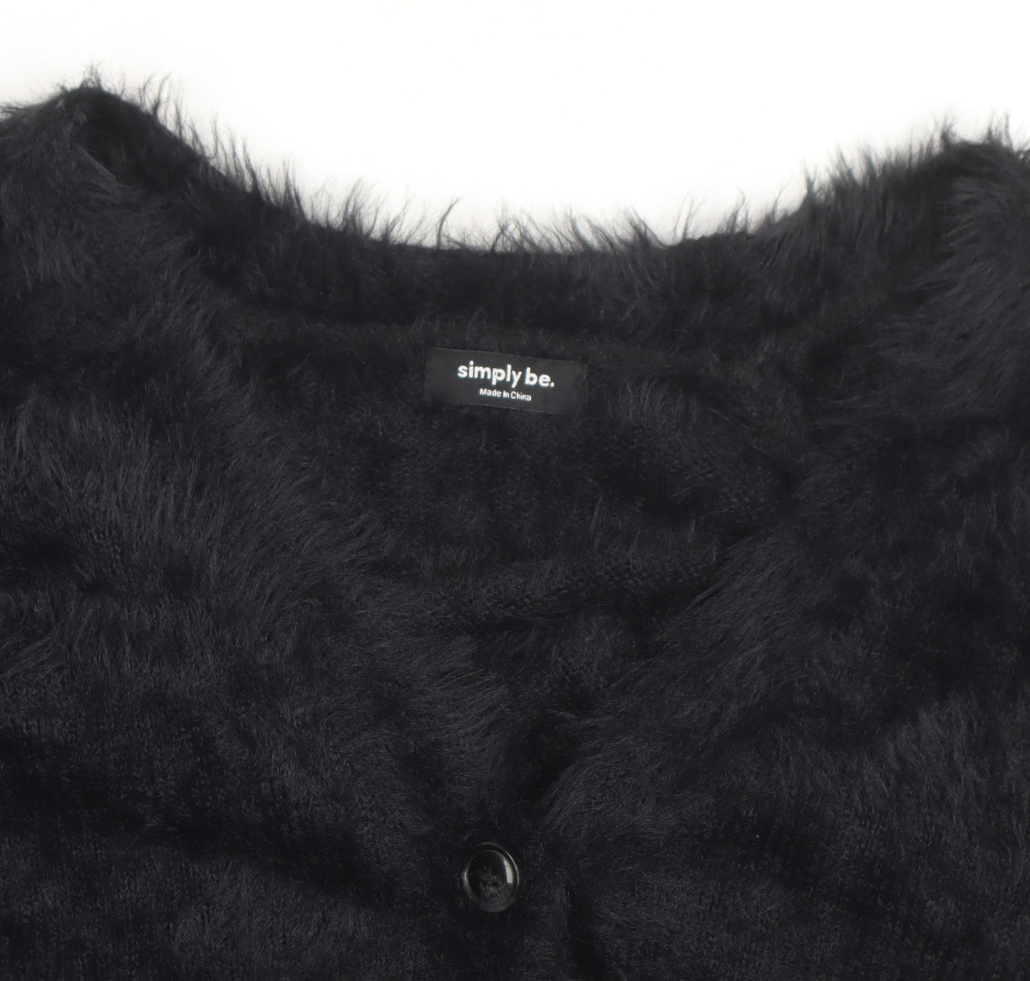 Simply Be Women’s Black Fuzzy V-Neck Long Sleeve Cardigan Size 20