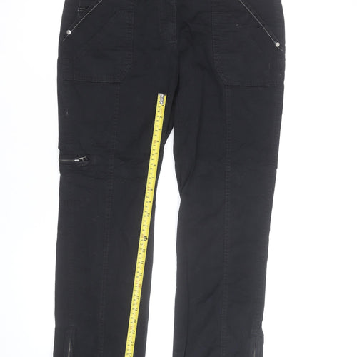 Next Women's Black Cargo Trousers Size 12 Regular Cotton Blend