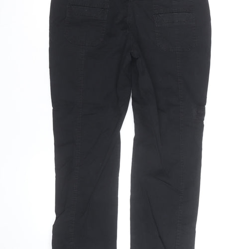 Next Women's Black Cargo Trousers Size 12 Regular Cotton Blend