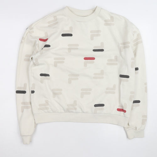 FILA Men's Beige Graphic Logo Pullover Sweatshirt Size M