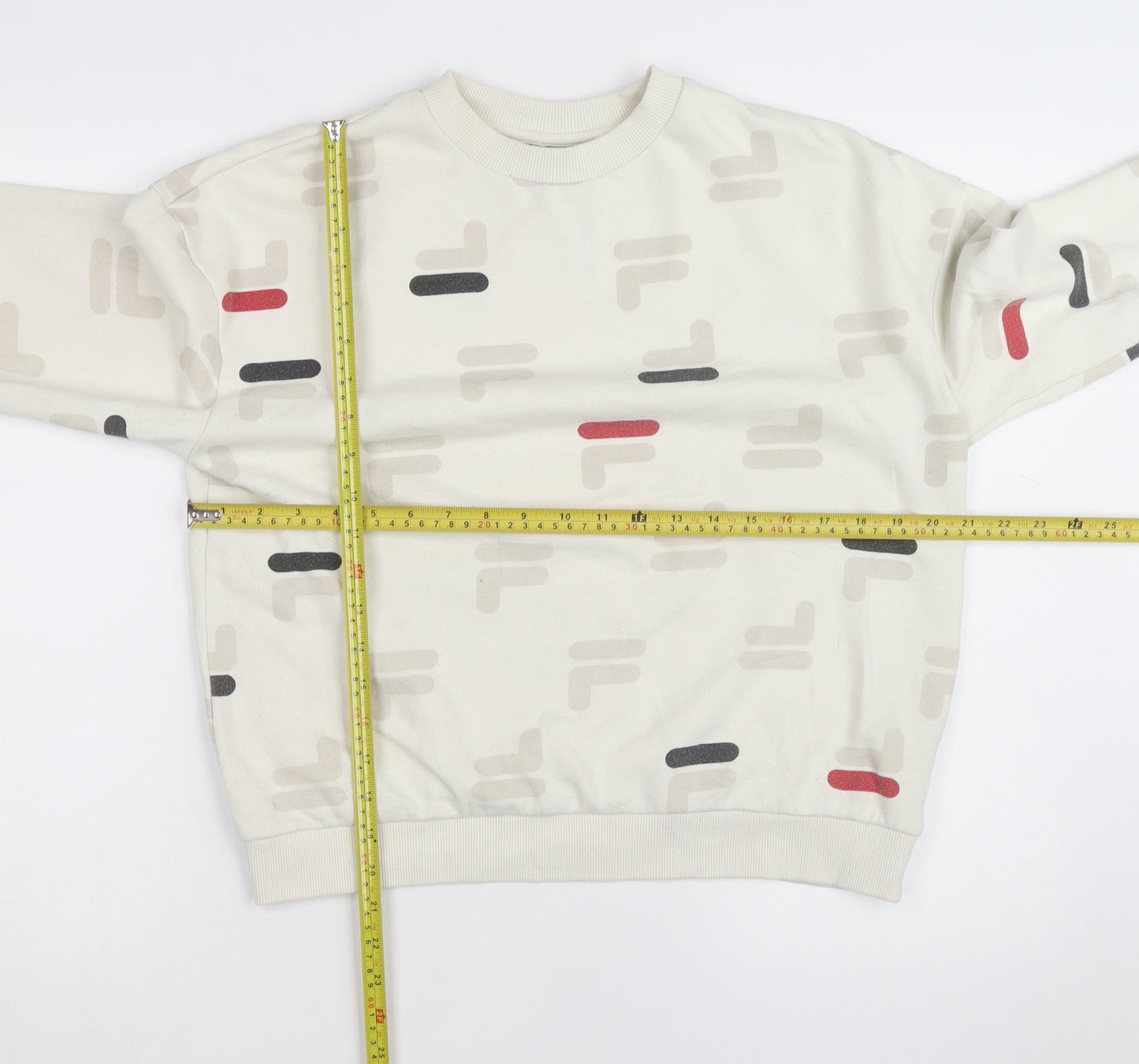 FILA Men's Beige Graphic Logo Pullover Sweatshirt Size M