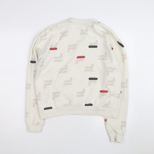 FILA Men's Beige Graphic Logo Pullover Sweatshirt Size M