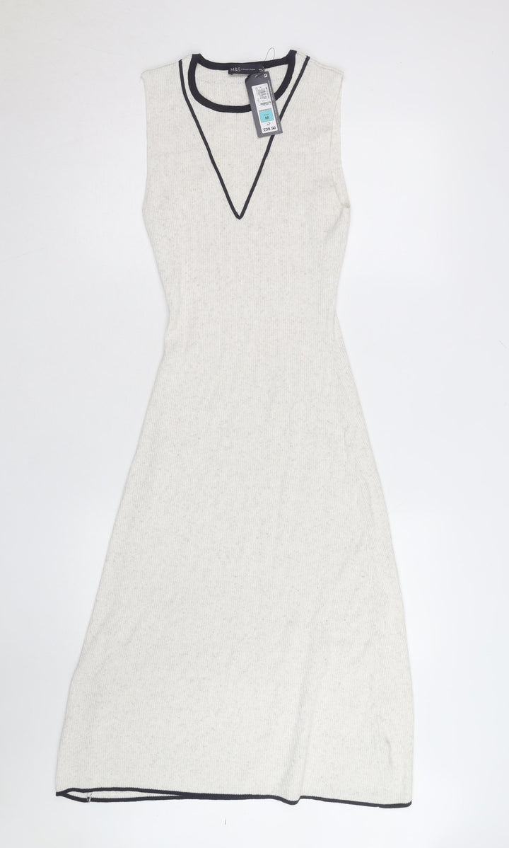 Marks and Spencer Women’s Ivory Knit A-Line Midi Sleeveless Dress M