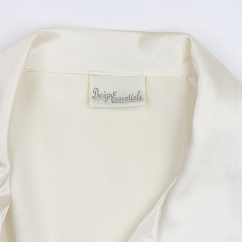 Design Essentials Women's Ivory Satin Blouse with Black Lace Overlay Size 20