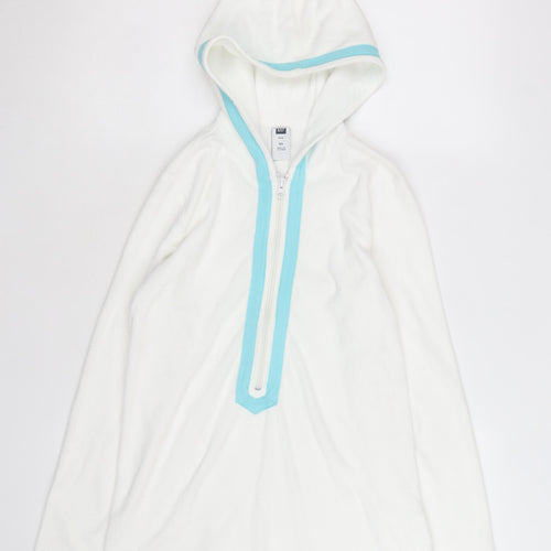 GAP Unisex XS White 1/2 Zip Terry Hoodie Lightweight Cotton Blend