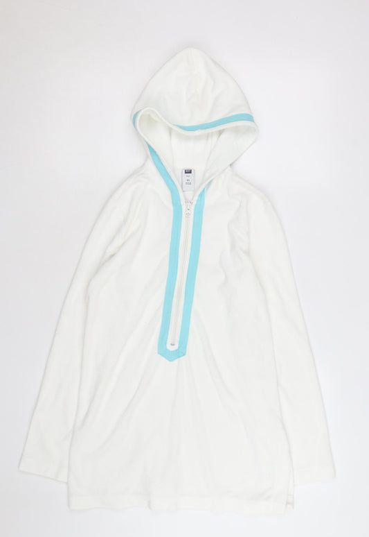 GAP Unisex XS White 1/2 Zip Terry Hoodie Lightweight Cotton Blend