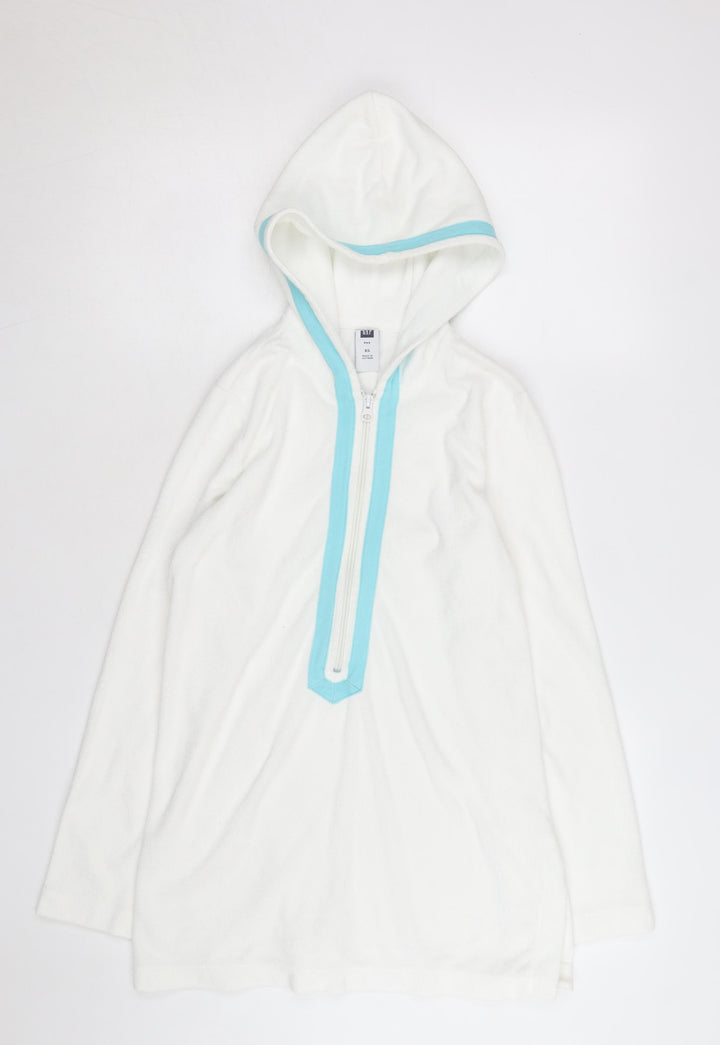 GAP Unisex XS White 1/2 Zip Terry Hoodie Lightweight Cotton Blend
