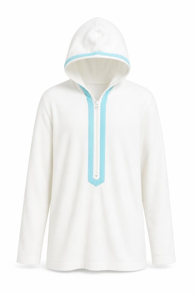 Gap Unisex XS White 1/2 Zip Terry Hoodie Lightweight Cotton Blend