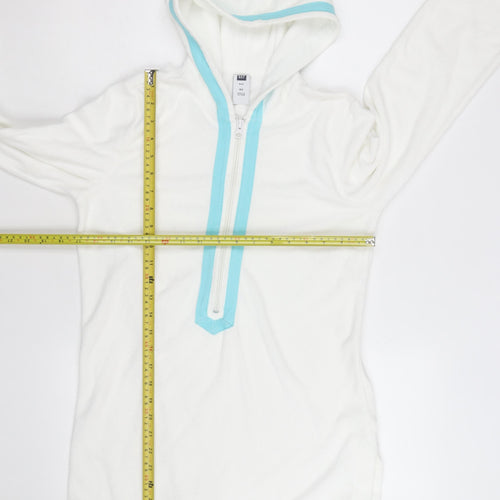 GAP Unisex XS White 1/2 Zip Terry Hoodie Lightweight Cotton Blend