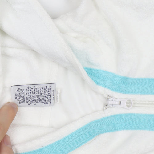 GAP Unisex XS White 1/2 Zip Terry Hoodie Lightweight Cotton Blend