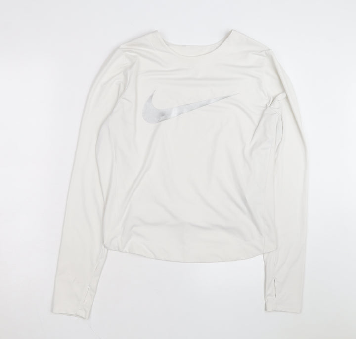 Nike Men's White Dri-Fit Long Sleeve Athletic Top L