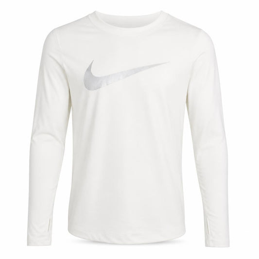 Nike Men's White Dri-Fit Long Sleeve Athletic Top L