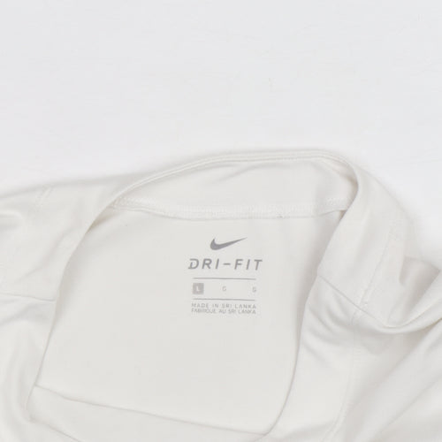 Nike Men's White Dri-Fit Long Sleeve Athletic Top L
