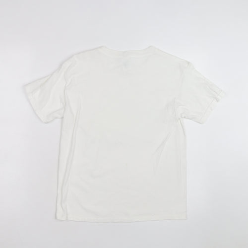 Gildan Men's White Overworld Graphic Print Cotton T-Shirt M
