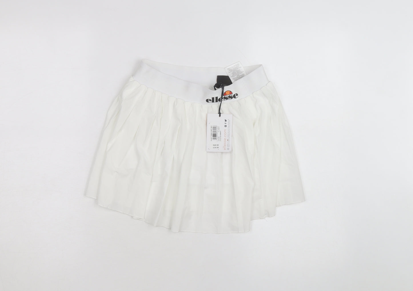 Ellesse Womens White Pleated Tennis Skirt Size 8