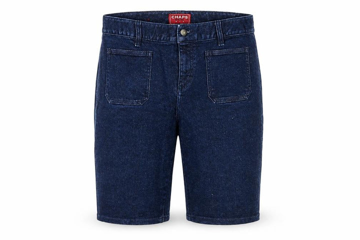 Front view of Chaps Men Blue Denim Chino Shorts Medium Regular Fit