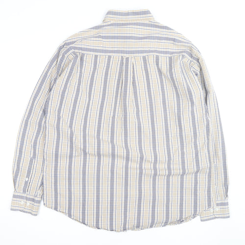 Dubarry Men's Beige Blue Check Button-Up Shirt XL Cotton Casual