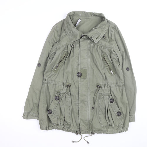 Next Womens Green Cotton Parka Jacket Size 10 Military Style