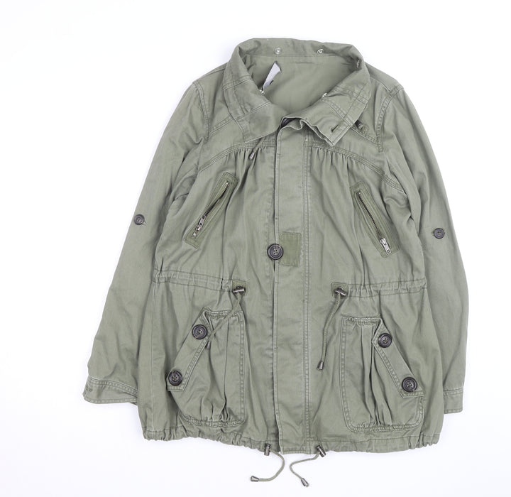 Next Womens Green Cotton Parka Jacket Size 10 Military Style