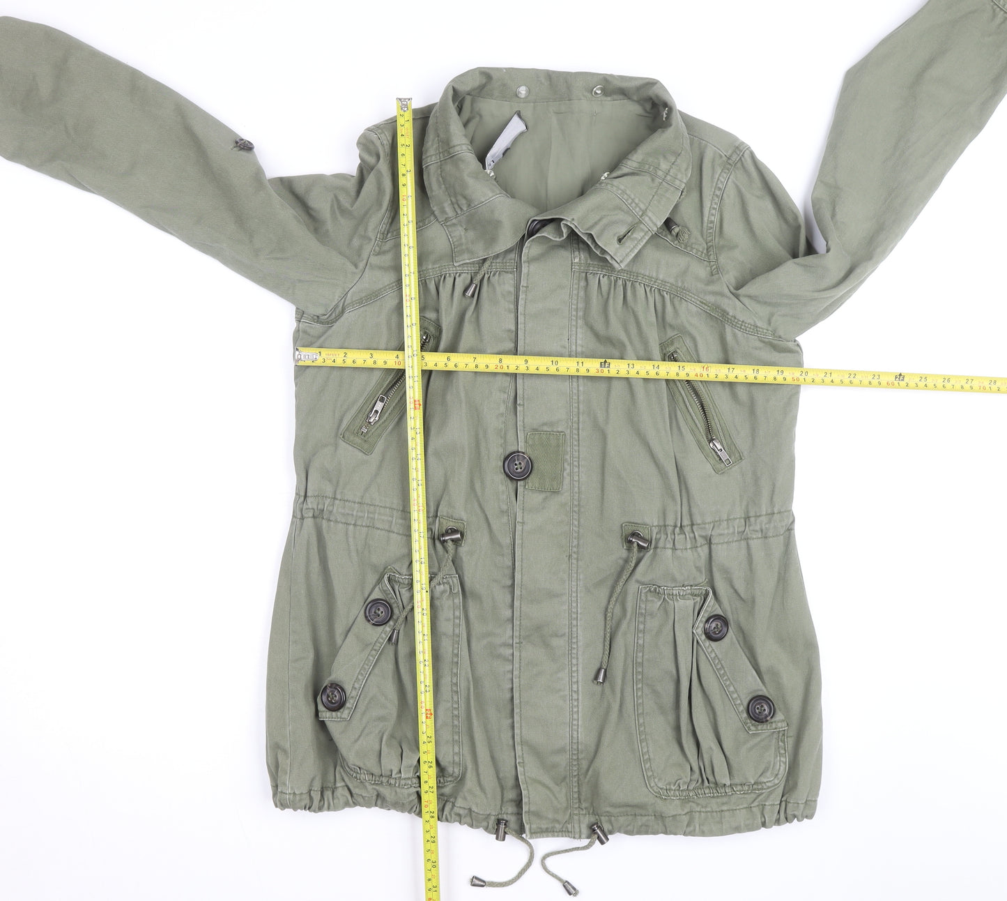 Next Womens Green Cotton Parka Jacket Size 10 Military Style