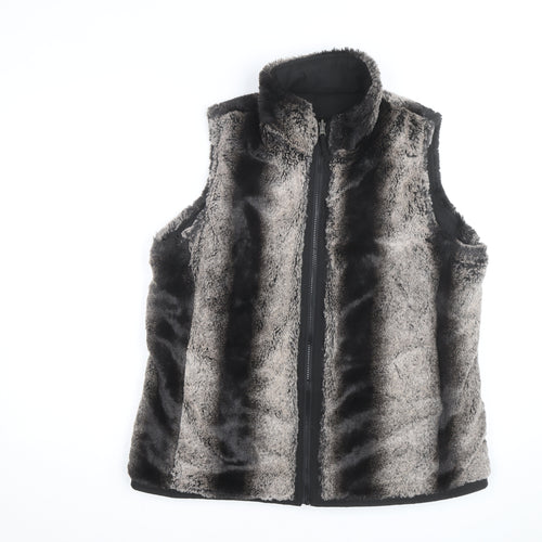 CEM Men's Grey Faux Fur Zip Waistcoat Bodywarmer M