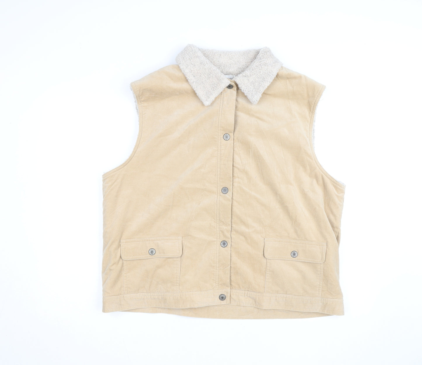 Bonmarché Men's Beige XL Corduroy Sherpa Lined Waistcoat