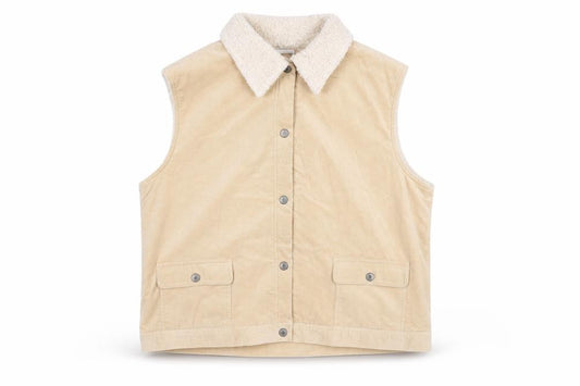 Front view of Bonmarché Men's Beige XL Corduroy Sherpa Lined Waistcoat