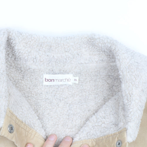 Bonmarché Men's Beige XL Corduroy Sherpa Lined Waistcoat