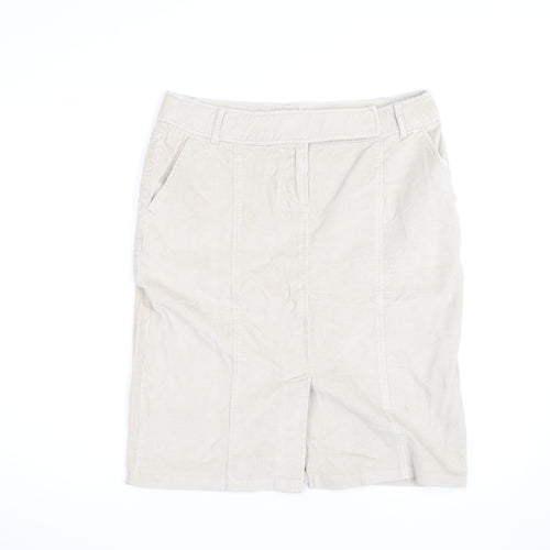 Evie Women Beige Corduroy Knee Length Straight Skirt Size 14
