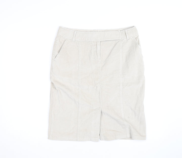 Evie Women Beige Corduroy Knee Length Straight Skirt Size 14