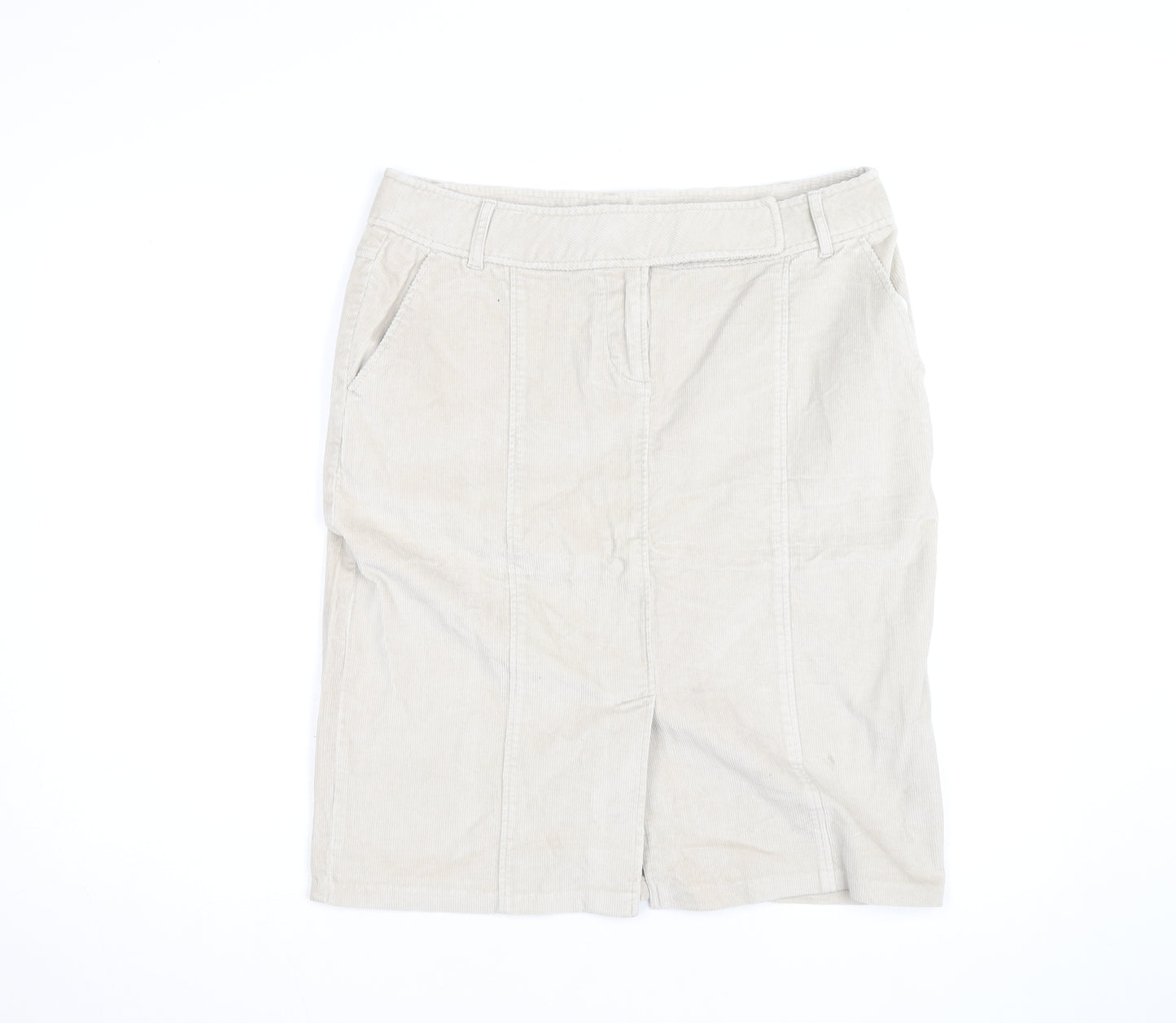 Evie Women Beige Corduroy Knee Length Straight Skirt Size 14