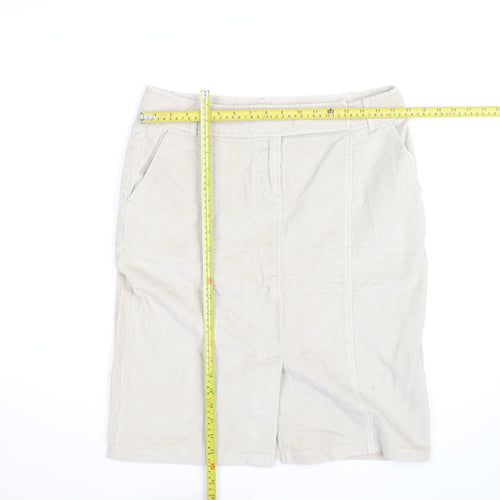 Evie Women Beige Corduroy Knee Length Straight Skirt Size 14