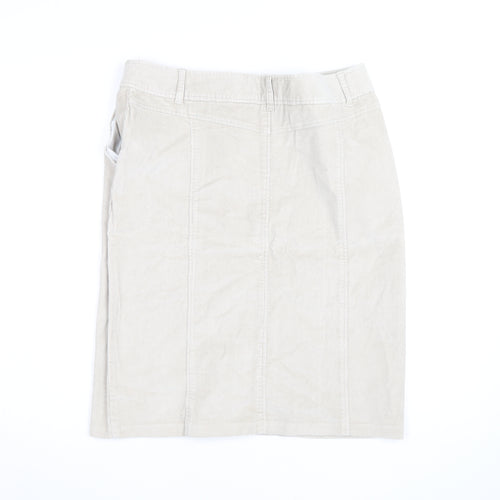 Evie Women Beige Corduroy Knee Length Straight Skirt Size 14