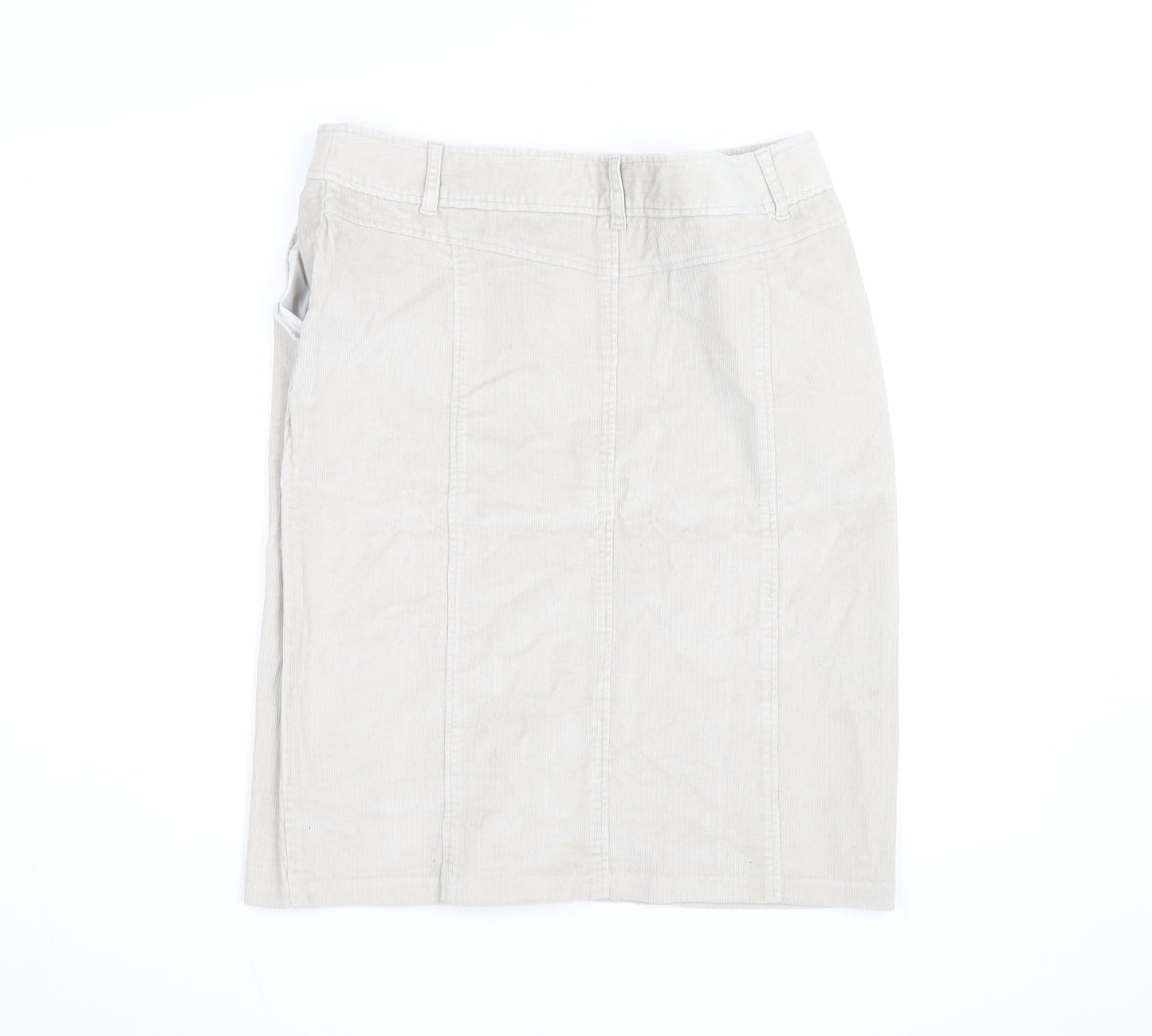 Evie Women Beige Corduroy Knee Length Straight Skirt Size 14
