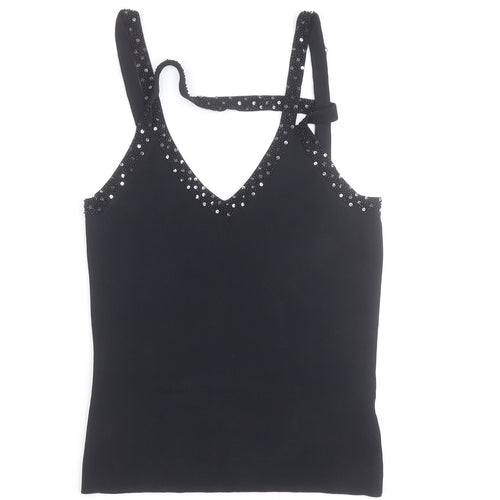Wallis Women's Black Sequin Camisole Tank Top Size 12