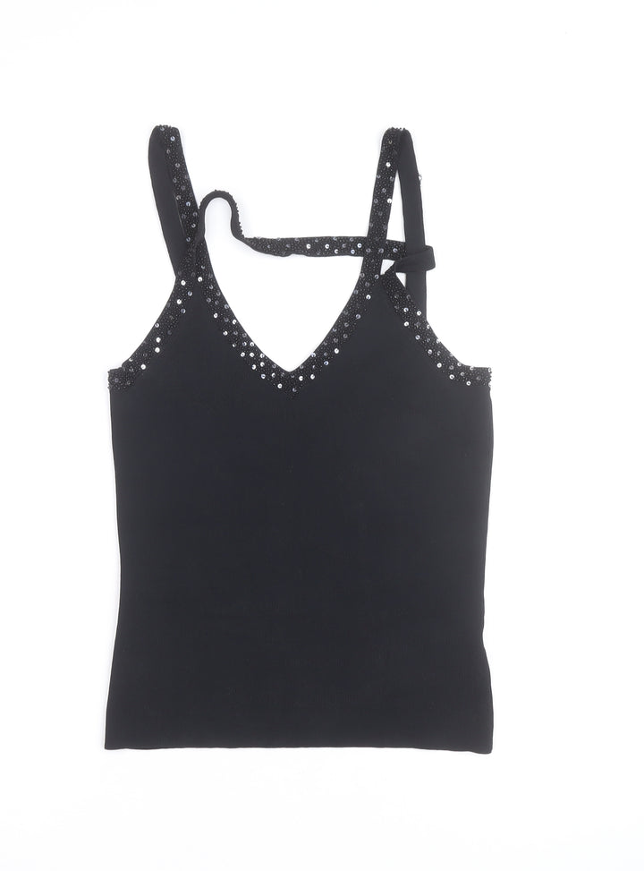 Wallis Women's Black Sequin Camisole Tank Top Size 12