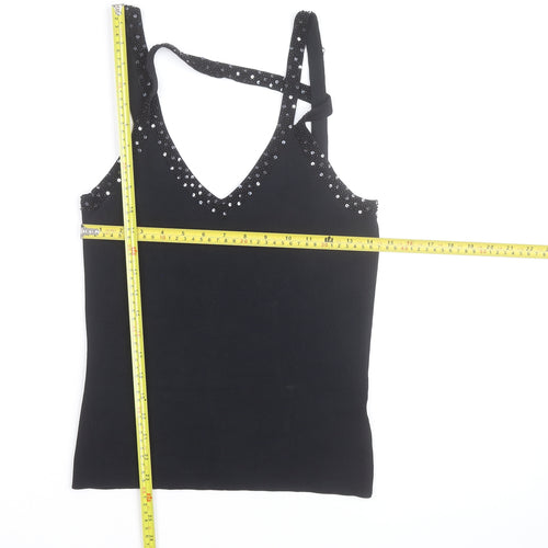 Wallis Women's Black Sequin Camisole Tank Top Size 12