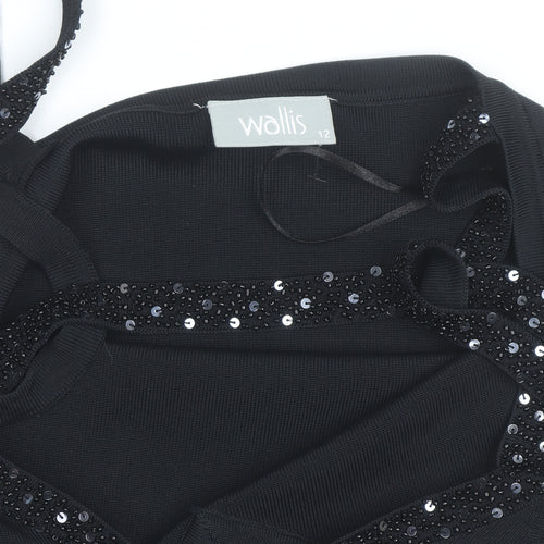 Wallis Women's Black Sequin Camisole Tank Top Size 12