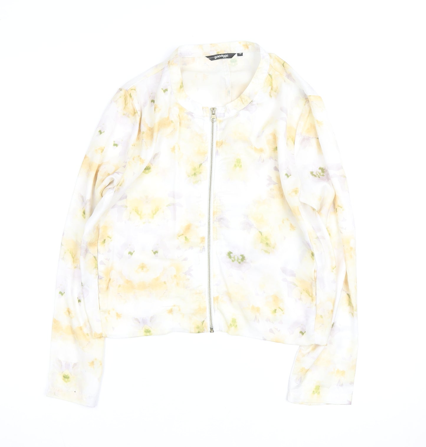 Golddigga Women’s Floral Zip Chiffon Blouse Size 12 Multicoloured