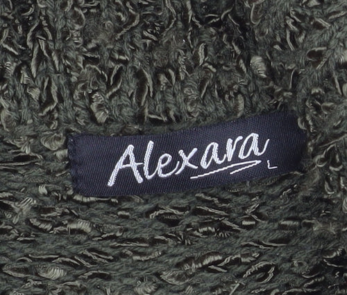 Alexara Womens Green Chunky Knit Cowl Neck Button Cardigan L
