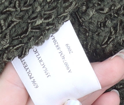 Alexara Womens Green Chunky Knit Cowl Neck Button Cardigan L
