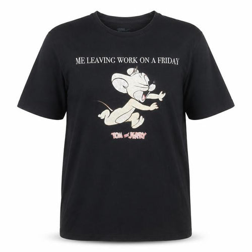 Tom and Jerry Men's Black Graphic Cotton T-Shirt L