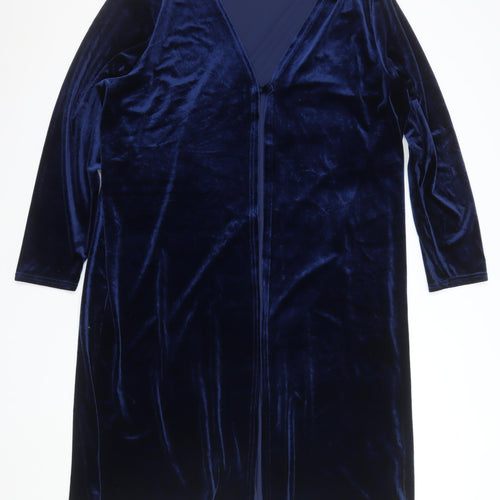 Penningtons Women’s Blue Velvet Long Sleeve Wrap Dress Size 20